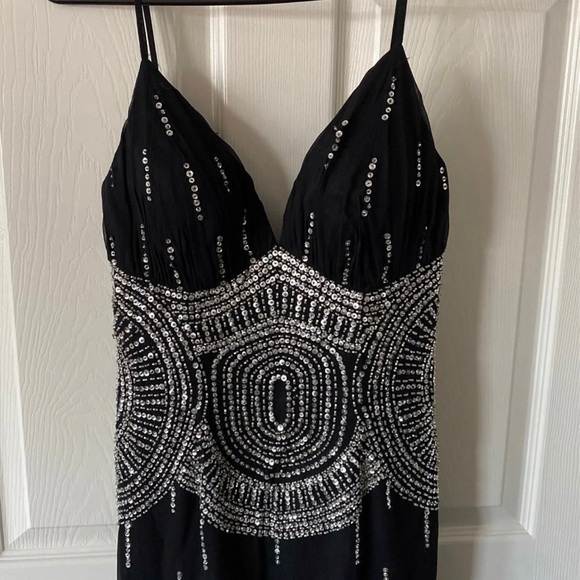 Jazy Couture Black Silk Formal Dress - Picture 3 of 6